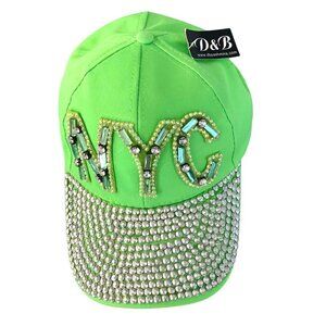 NWT. NEW YORK CITY  cap new kelly green/ Embelished rhynestones